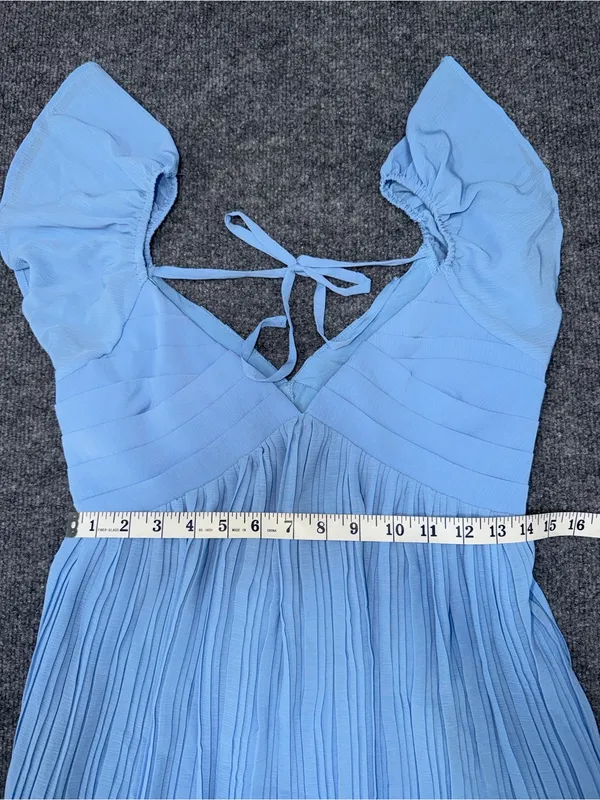 Lulu's Amalfi Coast Light Blue Pleated Flutter Sleeve Mini Dress - Image 7