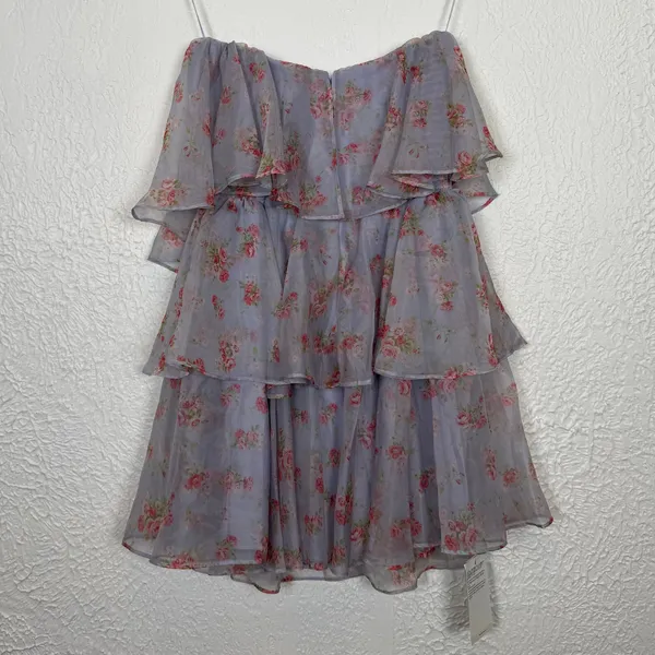 Abercrombie & Fitch Organza Floral Tiered Strapless Mini Dress Size Small NWT - Image 3