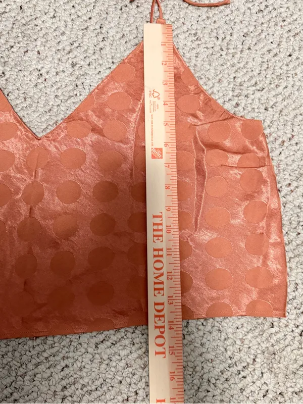 Victoria’s‎ Secret Satin Jacquard Polka Dot Cami Crop Top XL Peach Copper - Image 5