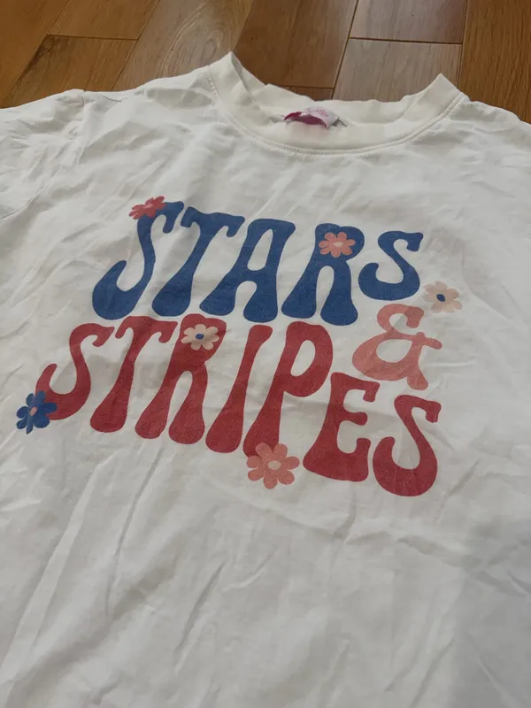 Pink Lily Stars & Stripes White Graphic Tee - Image 2