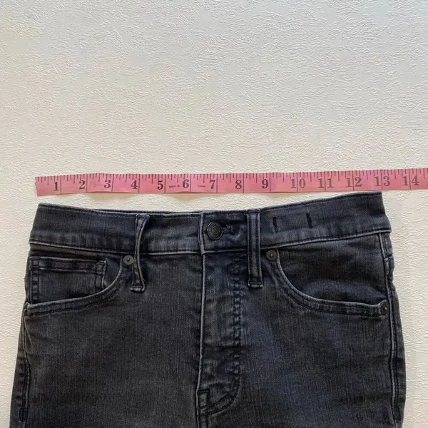 Madewell Black Skinny Jeans Distressed Raw Hem Stretch Denim - Image 4