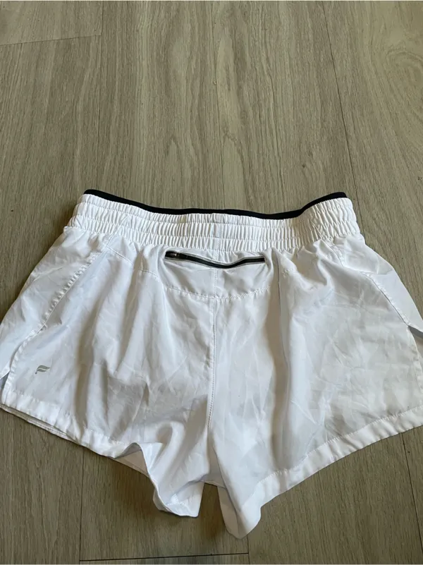 Fabletics White Athletic Shorts with Black Waist Trim - Image 2