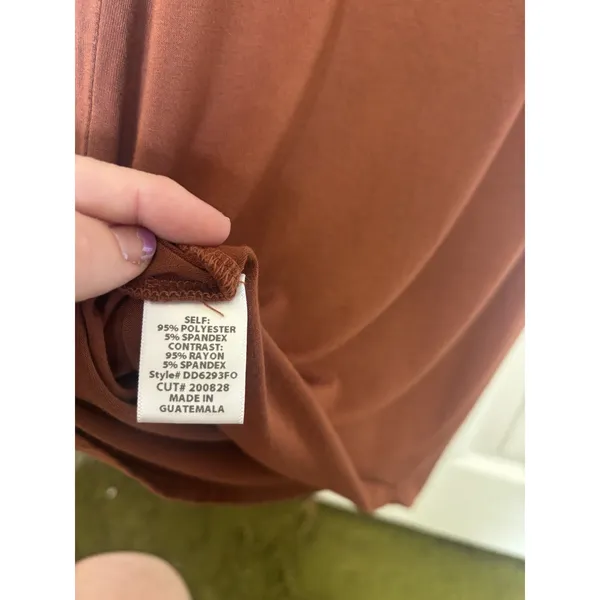 Fore Brown Mesh Sheer Long Sleeve Mock Neck 2 Piece Dress M Layered - Image 7
