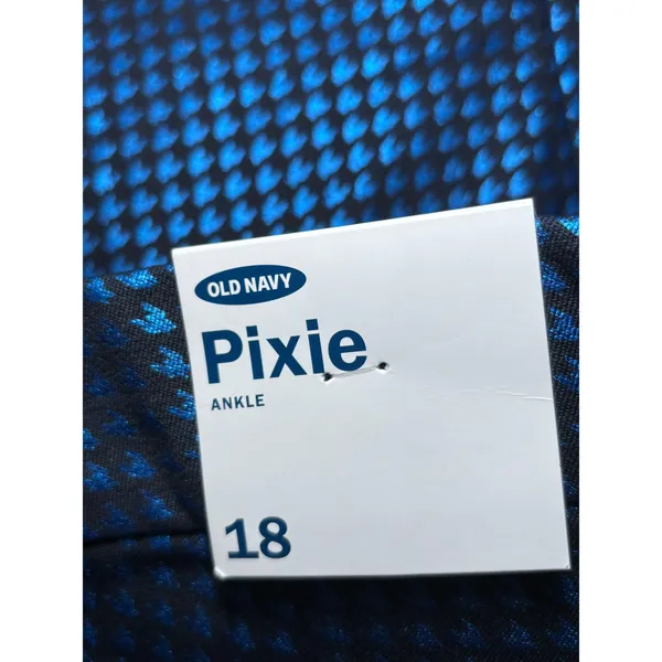 Old Navy NWT Pixie Ankle Pants 18 Cotton Blend Blue‎ Metallic Print Stretch Y2K - Image 6