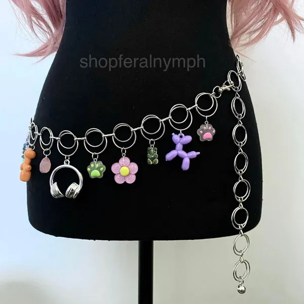 Silver Harajuku Y2K Dopamine Handmade Chain Belt, Fits 21-40 Inches, X7GA1398 - Image 4