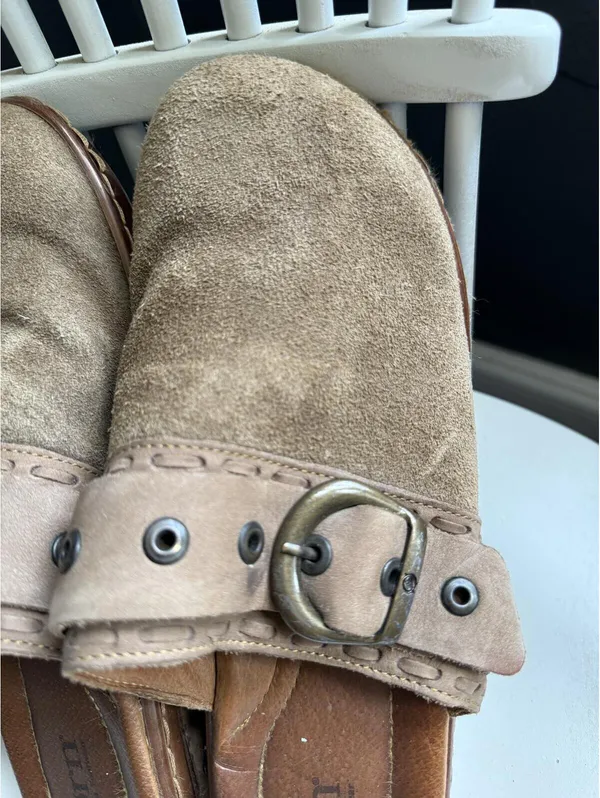 Børn Suede Buckle Mule Clogs Size 10/42 Brown - Image 3