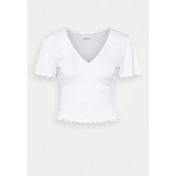 Womens Abercrombie & Fitch White Ruched Deep V Neck Blouse Top - Sz XS - Image 4