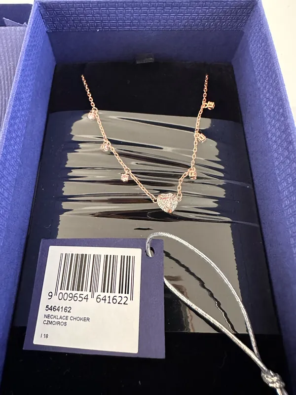 swarovski rose gold plated heart crystal necklace choker - Image 2