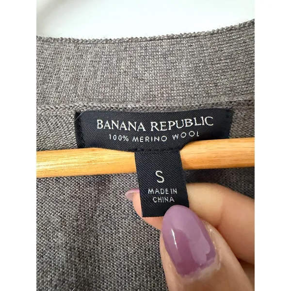 Banana Republic Wool Womens Taupe Brown V-Neck Button Front Pocket Cardigan - Image 9