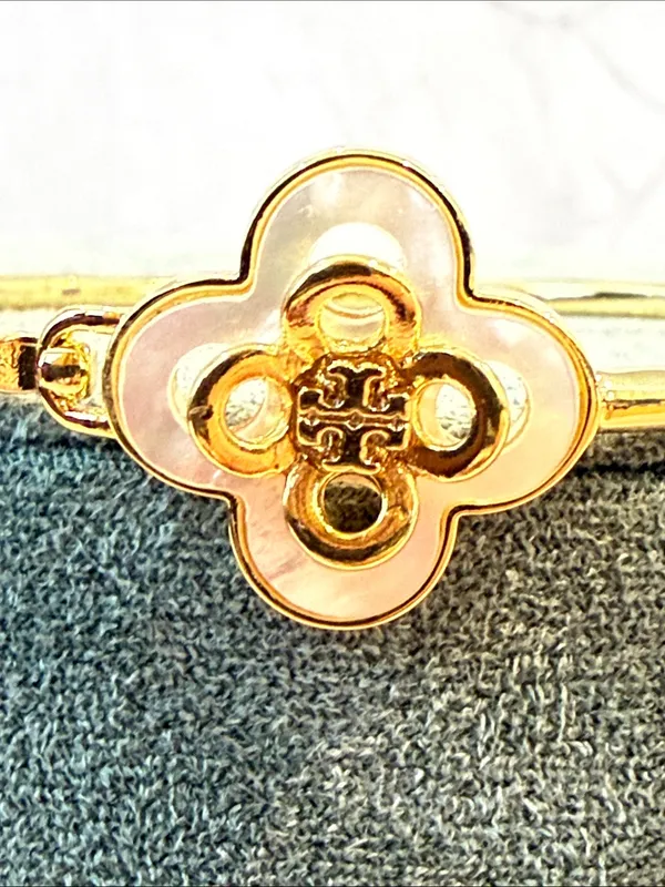 Tory Burch | Gold Plated Mother-of-Pearl Bangle Bracelet | Medium - Image 2