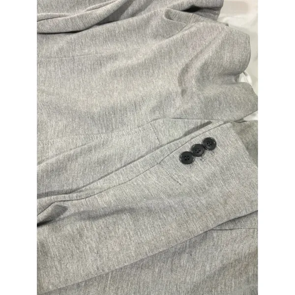 LOFT Cotton Knit Blazer Women S Heather Gray‎ Single Button Patch Pocket Jacket - Image 6