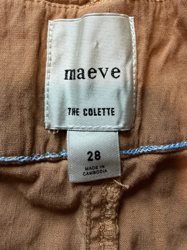 Maeve Colette Linen Blend Wide Leg Full Length Pants Camel High Rise Size 28 - Image 6
