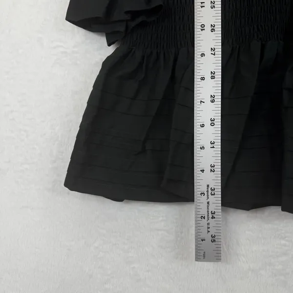 Derek Lam 10 Crosby Mini Dress Size 6‎ Black Long Sleeve Smocked Ruffle Cotton - Image 3