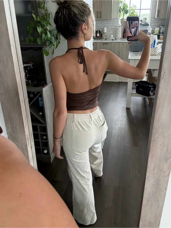 SHEIN Wide-Leg High-Rise Pants in Cream (Size Small) - Image 2