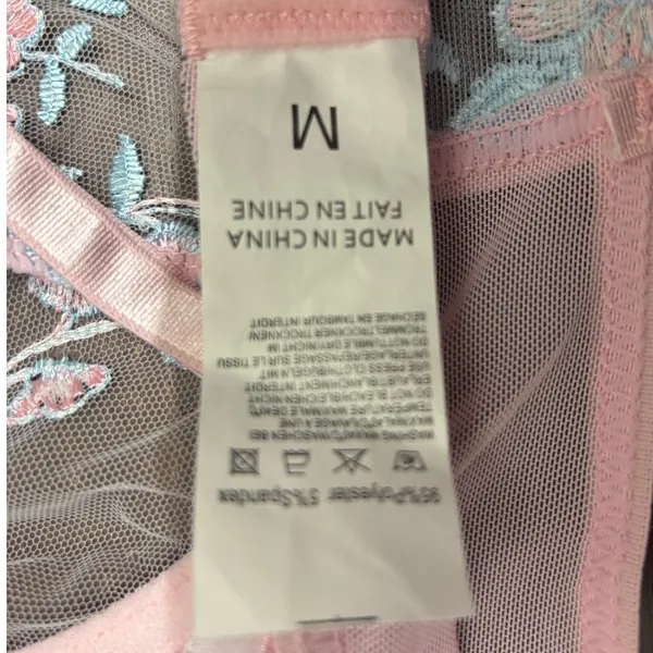 AvidLove NWT Size Medium Pink Blue Sheer Lace Floral Underwire Lingerie Bra - Image 3