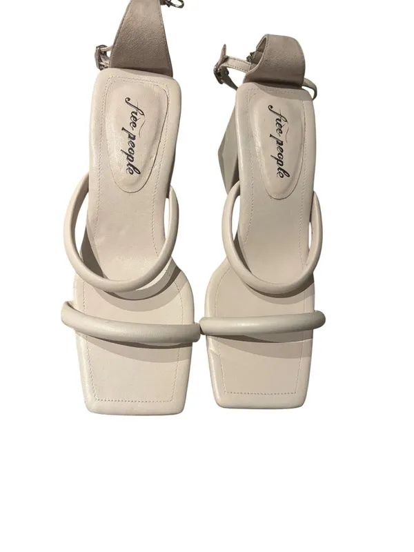Free People Parker Chain Block Heel Sandals Beige Size 39 US 8.5 - Image 4