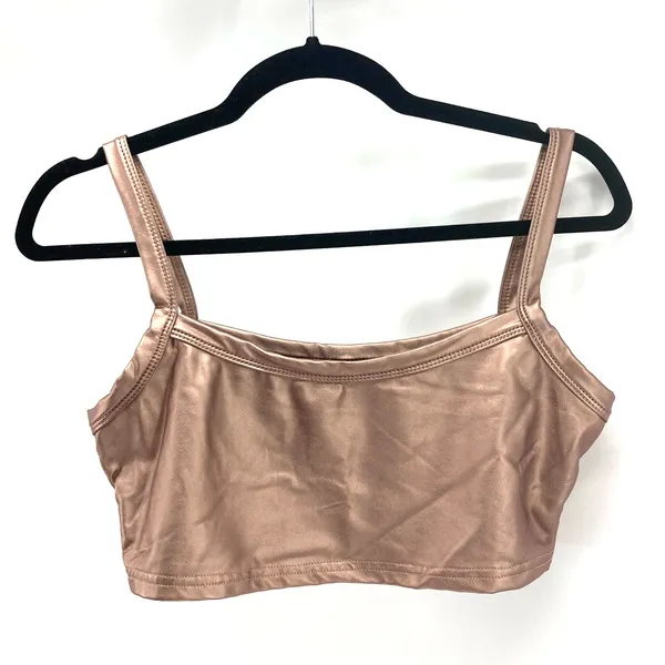 rose gold metallic cropped top disco retro concert festival size M rave - Image 3