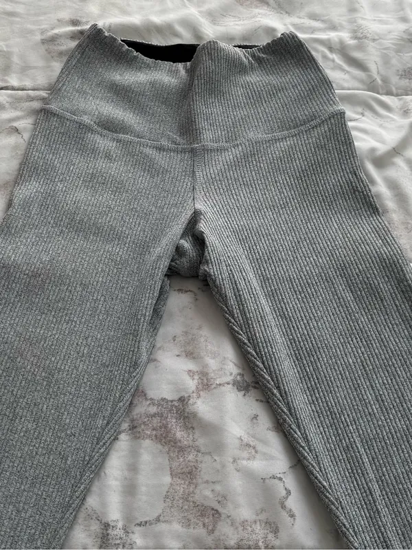Strut This High-Rise ribbed Gray Flare Lounge Pants, size S Made in USA lounge - Image 13