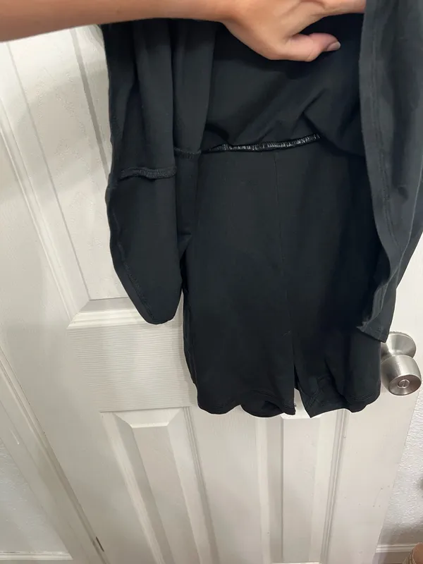 Hollister black mini dress with shorts and ruffled straps - Image 2