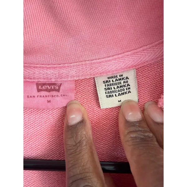Levis‎ Womens Pink Yellow Tie Dye Quarter Zip Sweatshirt Embroidered Logo Medium - Image 4