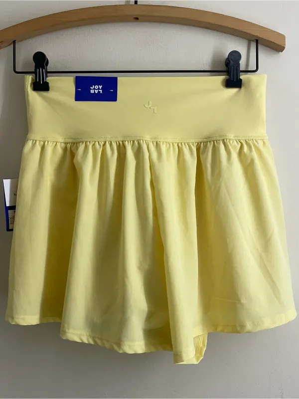 JoyLab High Rise Flowy Running Shorts M Buttercream Yellow Crossover NWT - Image 2
