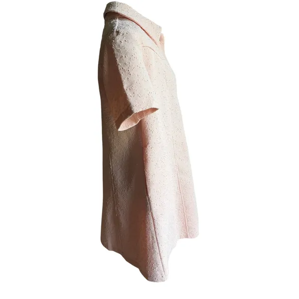 English Factory Jackie O Mod Textured Shift Dress Pink Gold Buttons M - Image 6