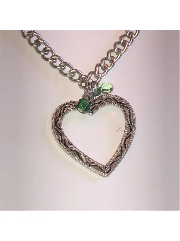 American Eagle AE Boho Brown Silver Tone Beaded Heart Pendant Necklace - Image 6