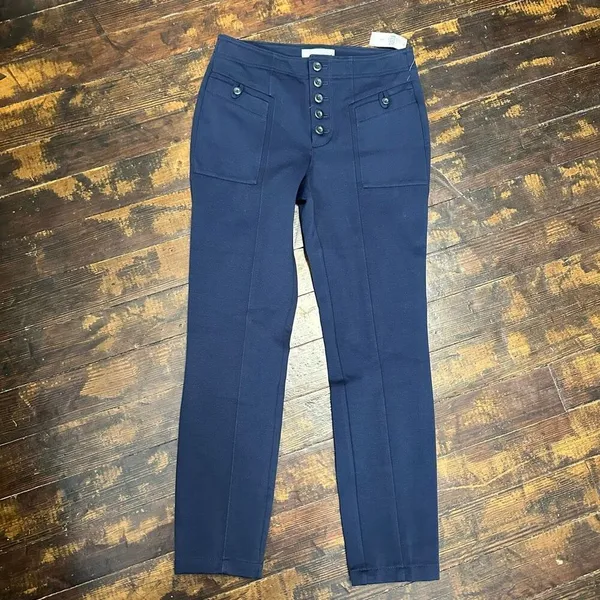 Anthro Bryson navy tapered multi button business casual pants - Image 3