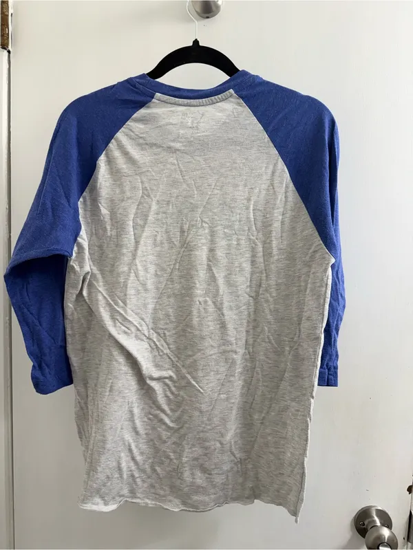 heather grey/blue three-quarter sleeve shirt featuring a "LOCAL" Gruene size M - Image 2