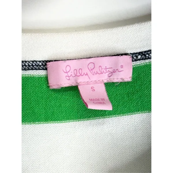 Lilly Pulitzer Shirt Womens Size Small Green White Striped Long‎ Sleeve Pullover - Image 7