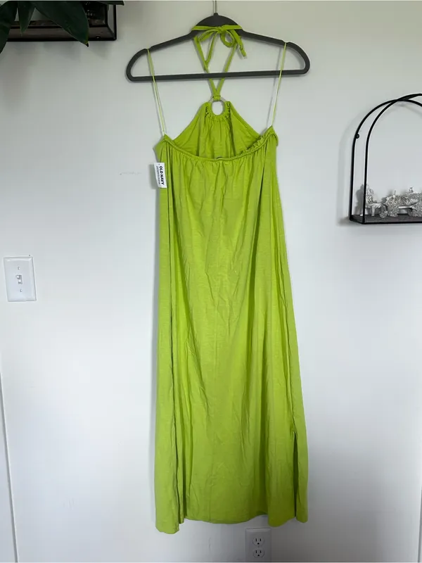 NWT‎ Old Navy Neon Sleeveless Halter Tie Neck Open Back Midi Dress Large Tall - Image 2