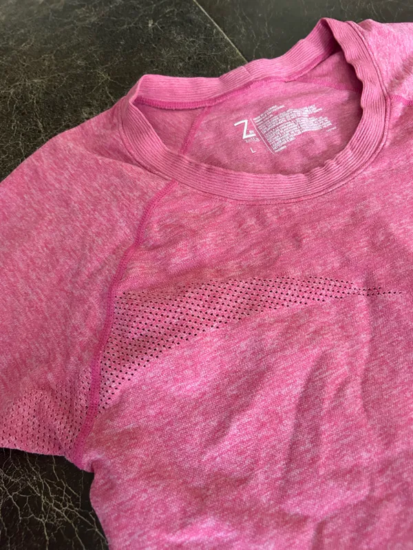 Z by Zella Seamless Mesh Vent Short Sleeve Pink Performance Athletic Crew Neck - Image 2