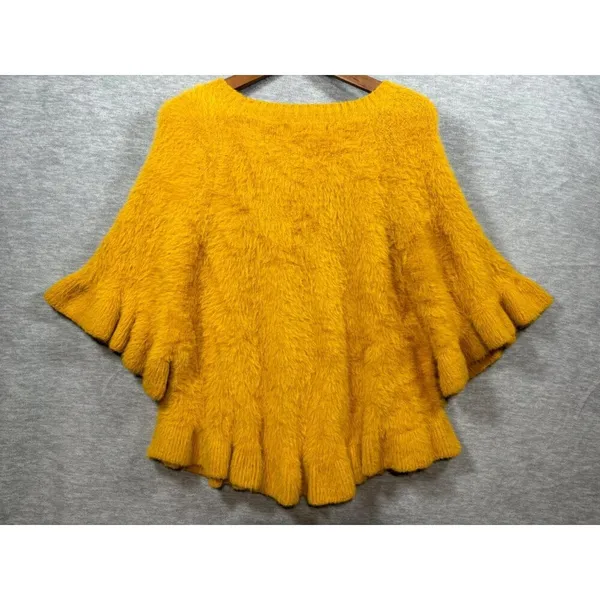 Mustard Fluffy Knit Poncho‎ Sweater Do Everything In Love One Size Fall - Image 5