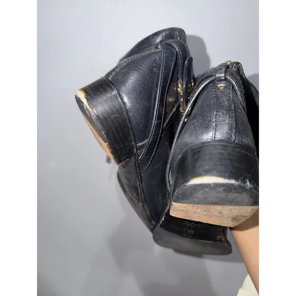 Tory Burch Lizzie Women's 7.5 Leather Knee High Riding Boot Zip Buckle Blue READ - Image 15