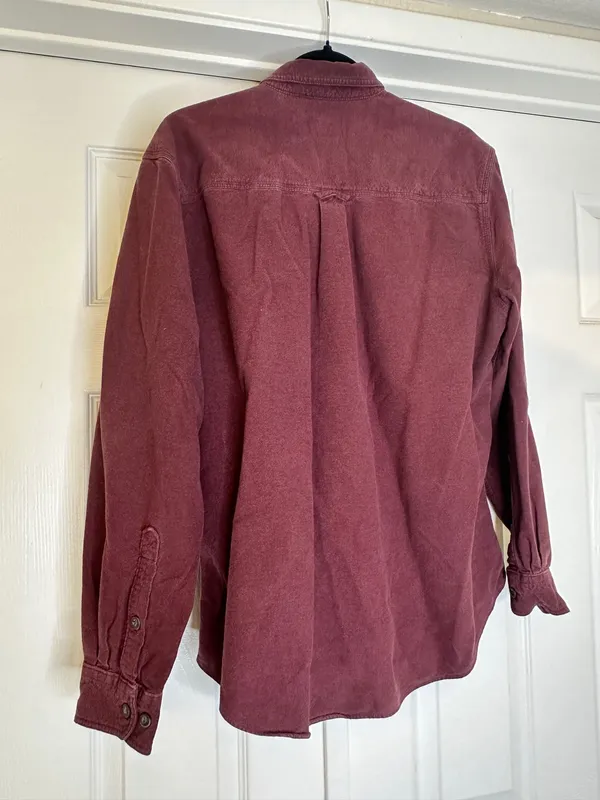 Woolrich Burgundy Faded Button Up Shirt Men’s M Vintage Feel - Image 4