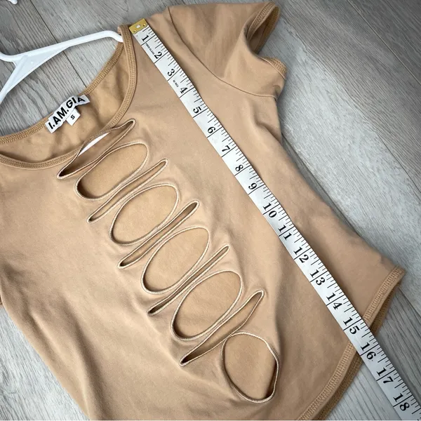 I.AM.GIA Ryleigh Top cutout crop tee womens Beige (small) going out party rave - Image 9