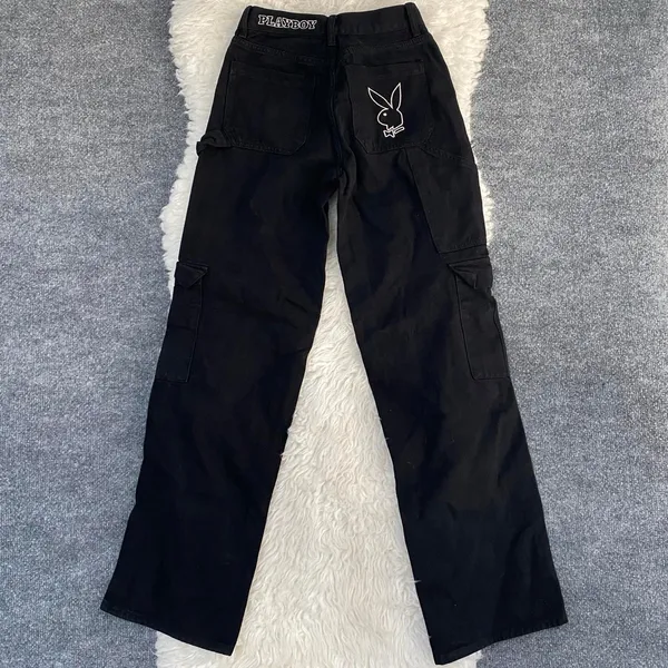 Playboy Pacsun Black Cargo Carpenter Pants 100% Cotton Streetcore Dark Grunge - Image 2
