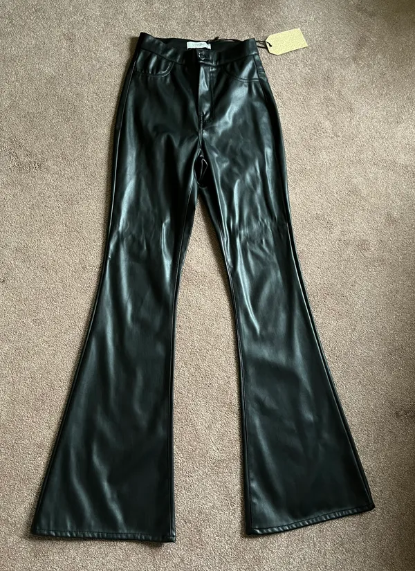 American Threads Faux Leather Flare Pants - Image 2