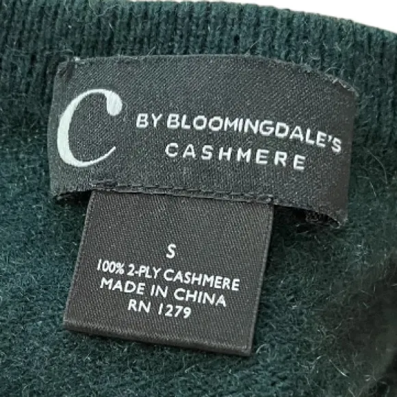 C by Bloomingdale's 2-Ply Cashmere Dark Green Sweater Sz S - Image 7