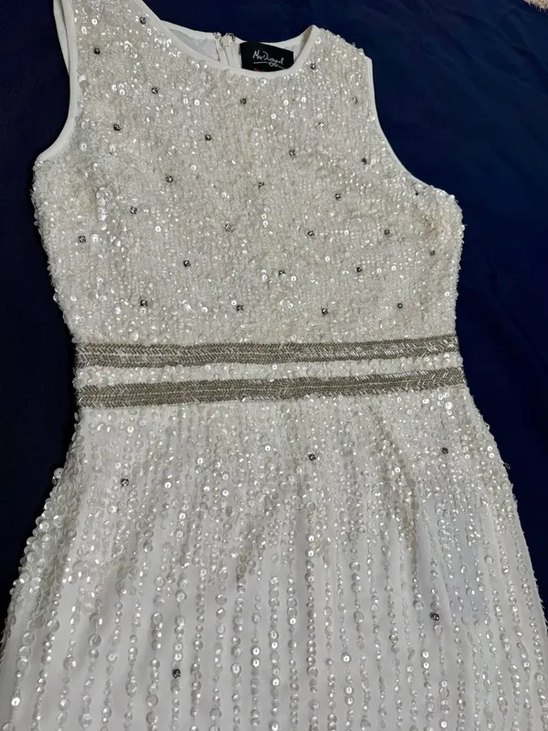 Mac Duggal Ivory Sequin Beaded Formal Maxi Dress Size 6 NWT - Image 4