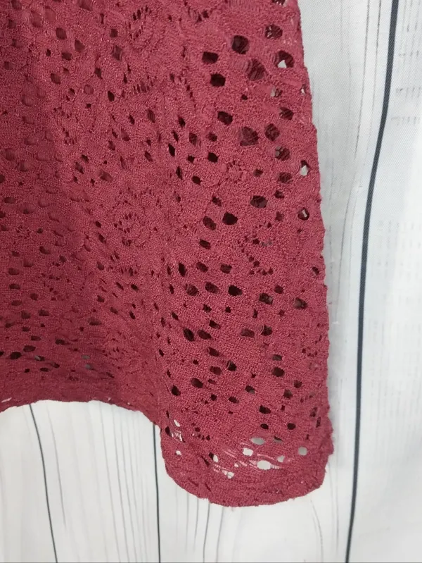 Hollister Burgundy Lace Long Sleeve Fit & Flare Skater Mini Dress NWT - Image 2