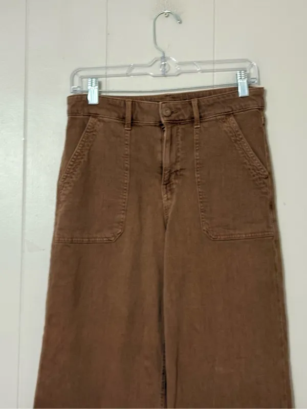 American Eagle Super High Rise Baggy Wide Leg Jeans Brown Size 2 Stretch - Image 2