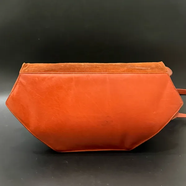 Vintage CHARLES JOURDAN Brown Suede Leather Hand-painted Sunflower Crossbody Bag - Image 6