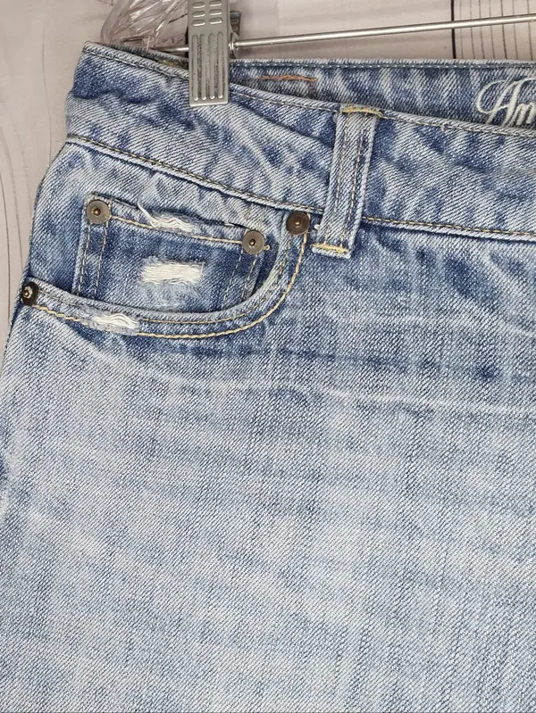 American Eagle Outfitters Light Wash Low-Rise Distressed Bootcut/Flare Y2K Jeans - Image 4