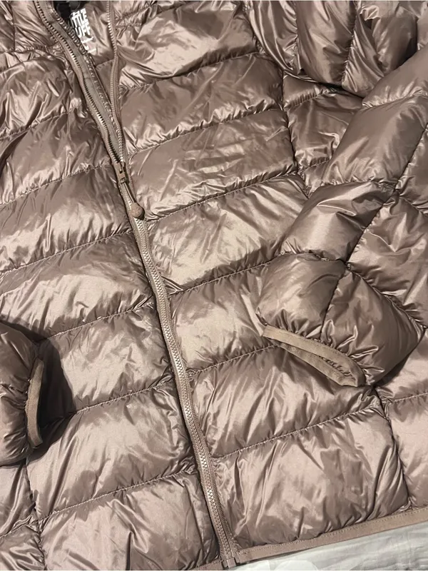 Aritzia Hooded Quilted Puffer Jacket in Taupe Brown - Image 2