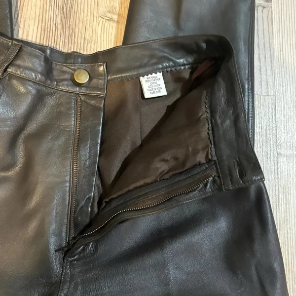 Vintage Vakko Sport Chocolate Brown Leather Pants - size 4 - Image 5