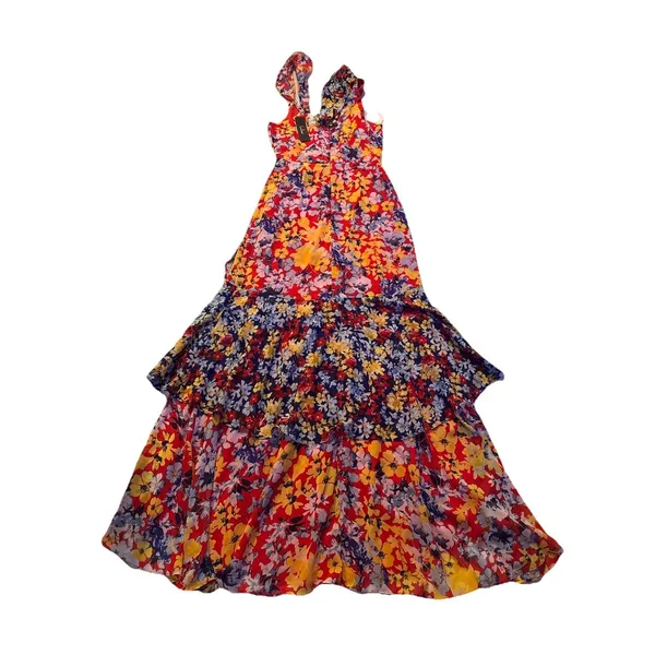Lulu's Vibrant Asymmetrical Floral Dress S - Image 11