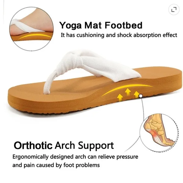 BRAND NEW ~ White Cloth Comfort Beach Summer Flip Flop Thong Sandals ~ 8 - Image 4
