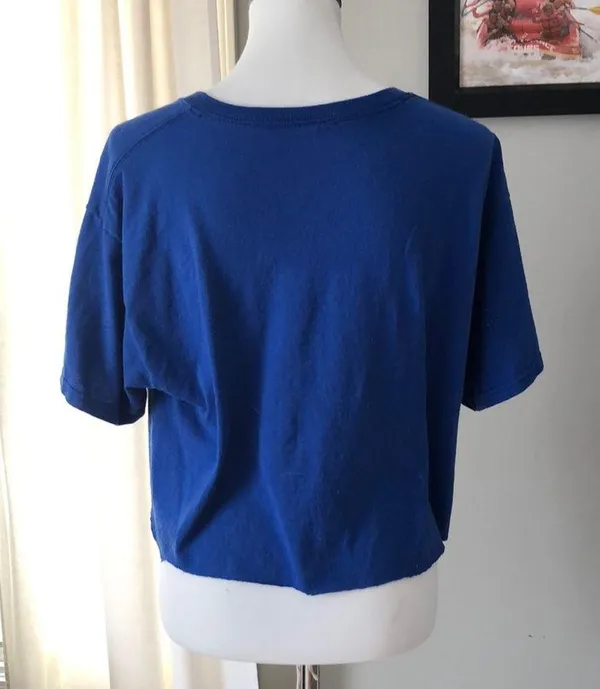 Basic Cut / Cropped Blue T - Image 4