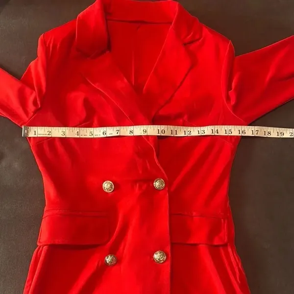 Women’s Red Double-Breasted Long Sleeve Jacket Dress **Size M Runs SMALL NWOT - Image 9